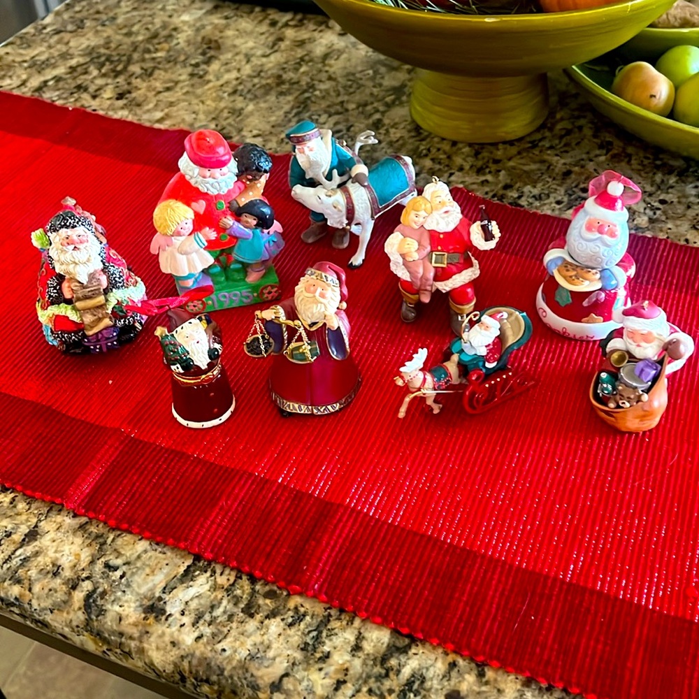 Vintage Lot of Hallmark greetings Santa Claus ornament collection- 9pieces